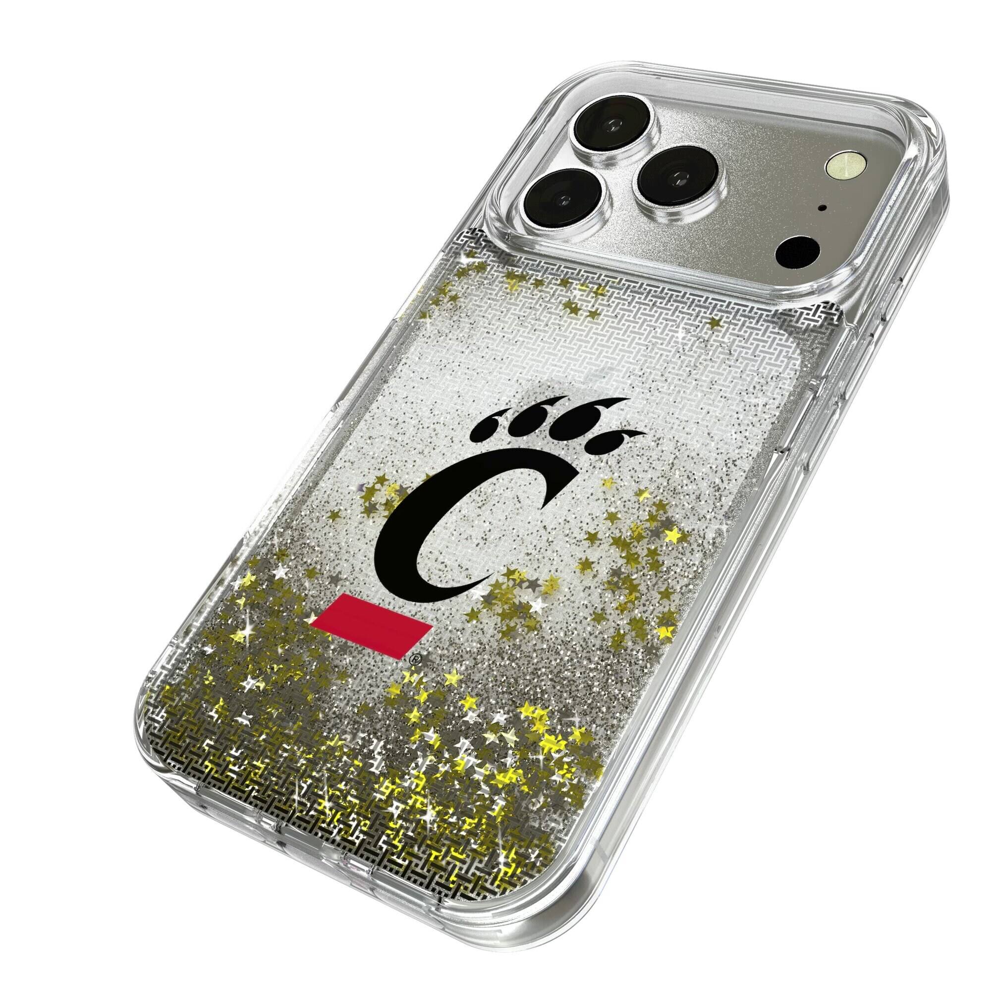 Alt View 1. Keyscaper - Cincinnati Bearcats Linen Logo iPhone Glitter Case - 13 Pro - Multicolor.