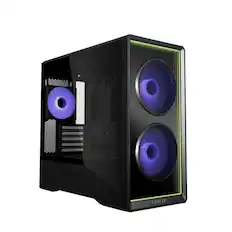 Front. Lian Li - Vector V150 INF Micro ATX PC Case, Infinity Mirror Front Panel, 2 x 140mm + 1 x 120 mm ARGB PWM Fans, V150INFX - Black.