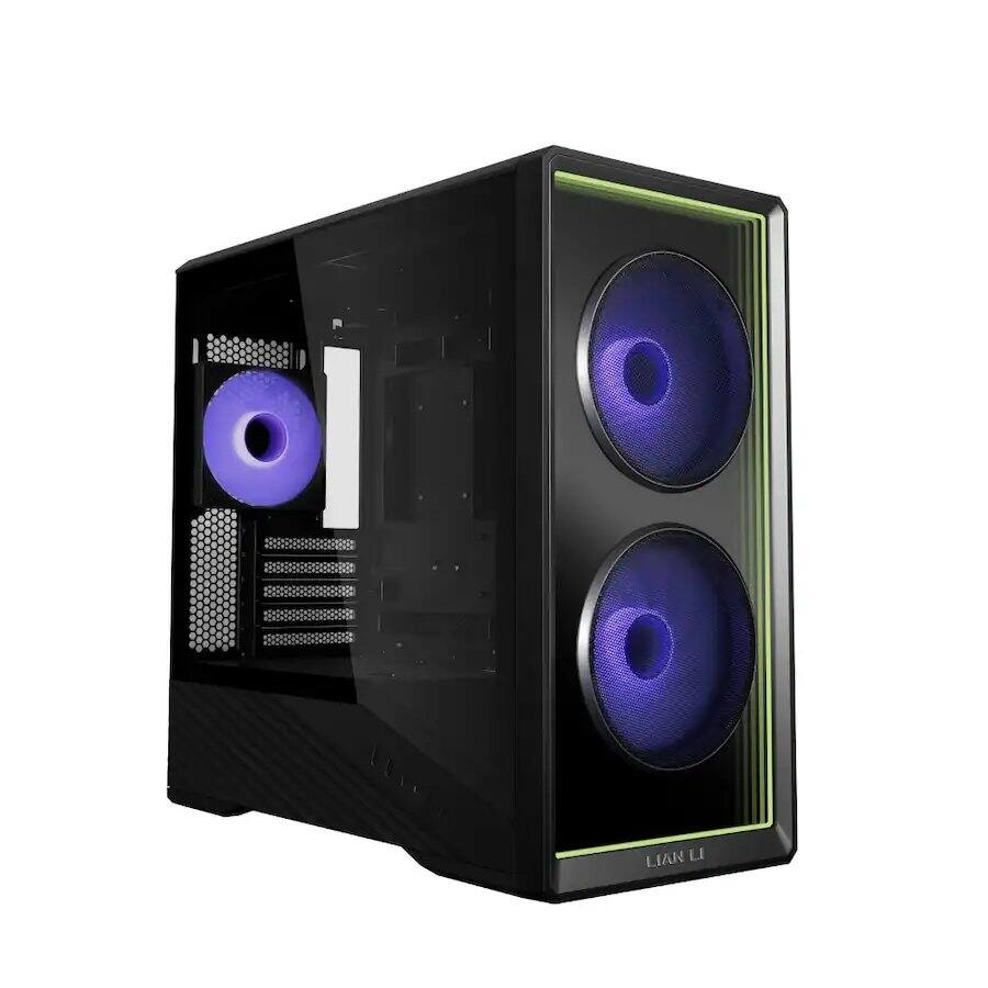 Front. Lian Li - Vector V150 INF Micro ATX PC Case, Infinity Mirror Front Panel, 2 x 140mm + 1 x 120 mm ARGB PWM Fans, V150INFX - Black.