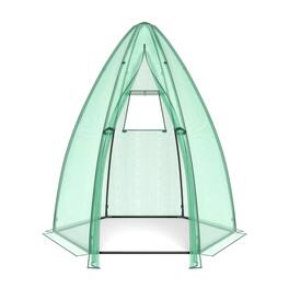 Costway - 5.5'x 5.5'x 6' Portable Mini Garden Greenhouse with Window & Roll-up Zippered Door - Green