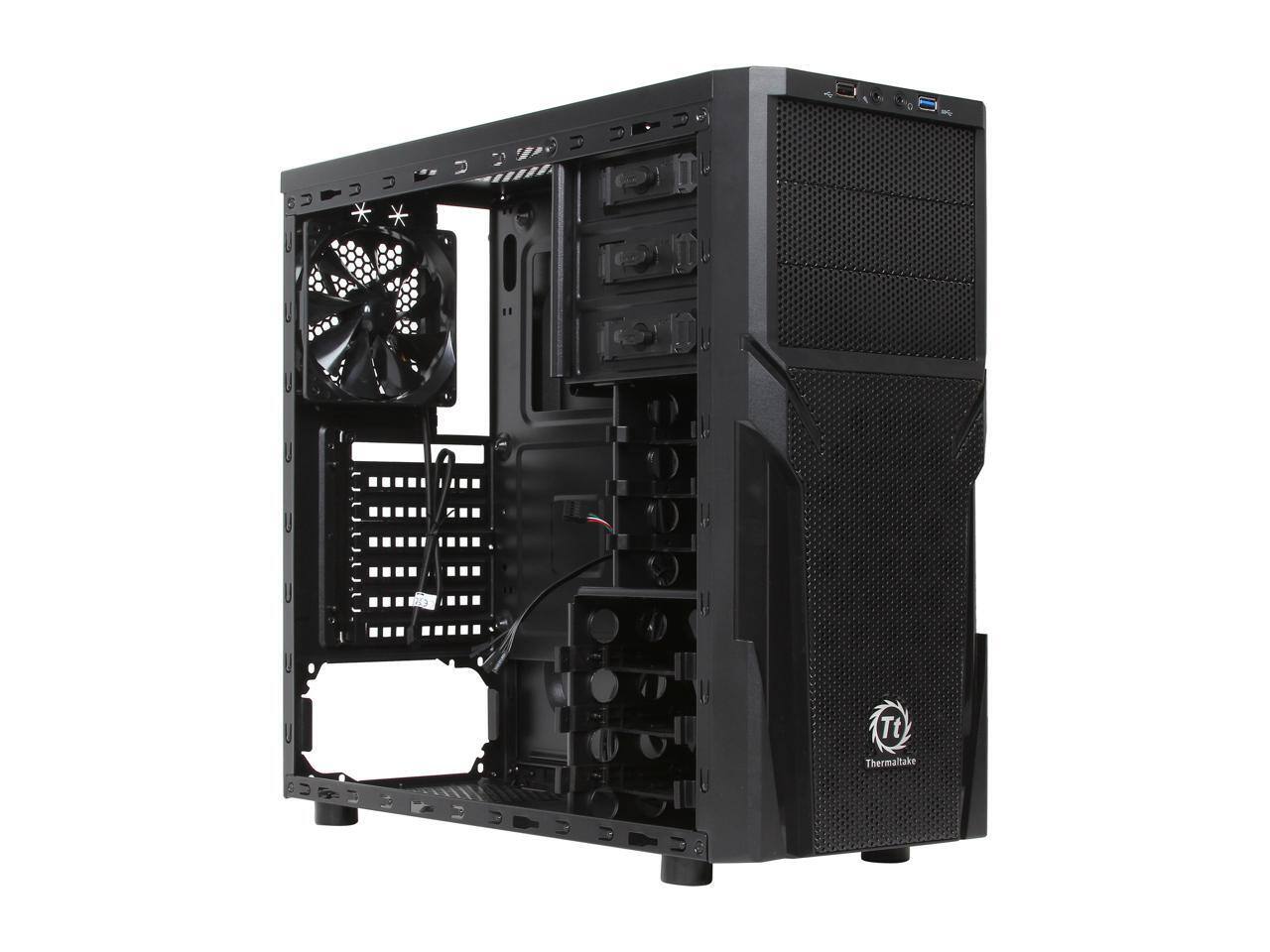 Alt View 8. Thermaltake - Thermaltake Versa H21 Mid Tower Computer Case with USB 3.0 and All-Black Interior(CA-1B2-00M1NN-00) - Black.