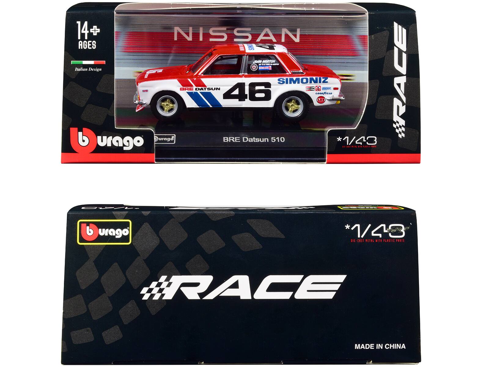 14+ NISSAN AGES SM J MORTON - Italian Design 6 - BHE DATSUN 46 SIMONIZ COORfiEAR LE TPA RACE b urago BRE Datsun 510 *1/43 urago .. - - Soeddal . OWI b urago *1/43 316- CESI METEL ail. PLOSIN POR1S ARACE MADE IN CHINA