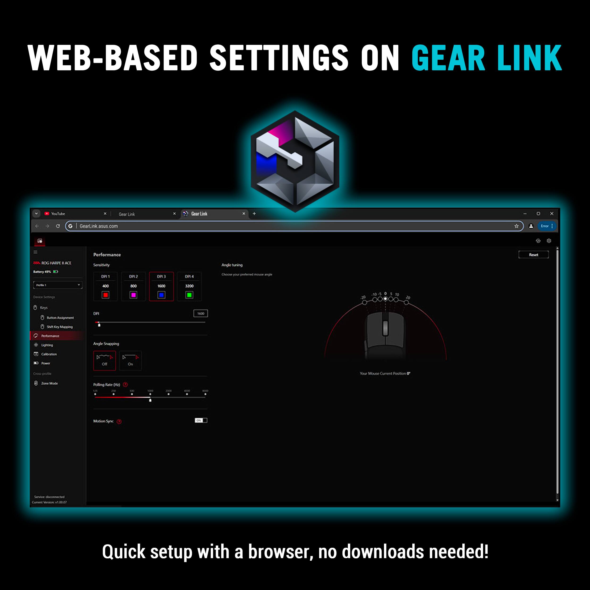 WEB-BASED SETTINGS ON GEAR LINK

Quick setup with a browser, no downloads needed!