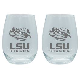 The Memory Company - LSU Tigers 2-Pack 15oz. Stemless Wine Glass Set - Multicolor