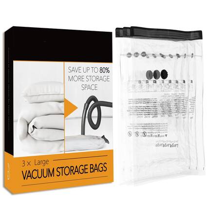 SAVE UP TO 80% MORE STORAGE SPACE
3 x Large VACUUM STORAGE BAGS
