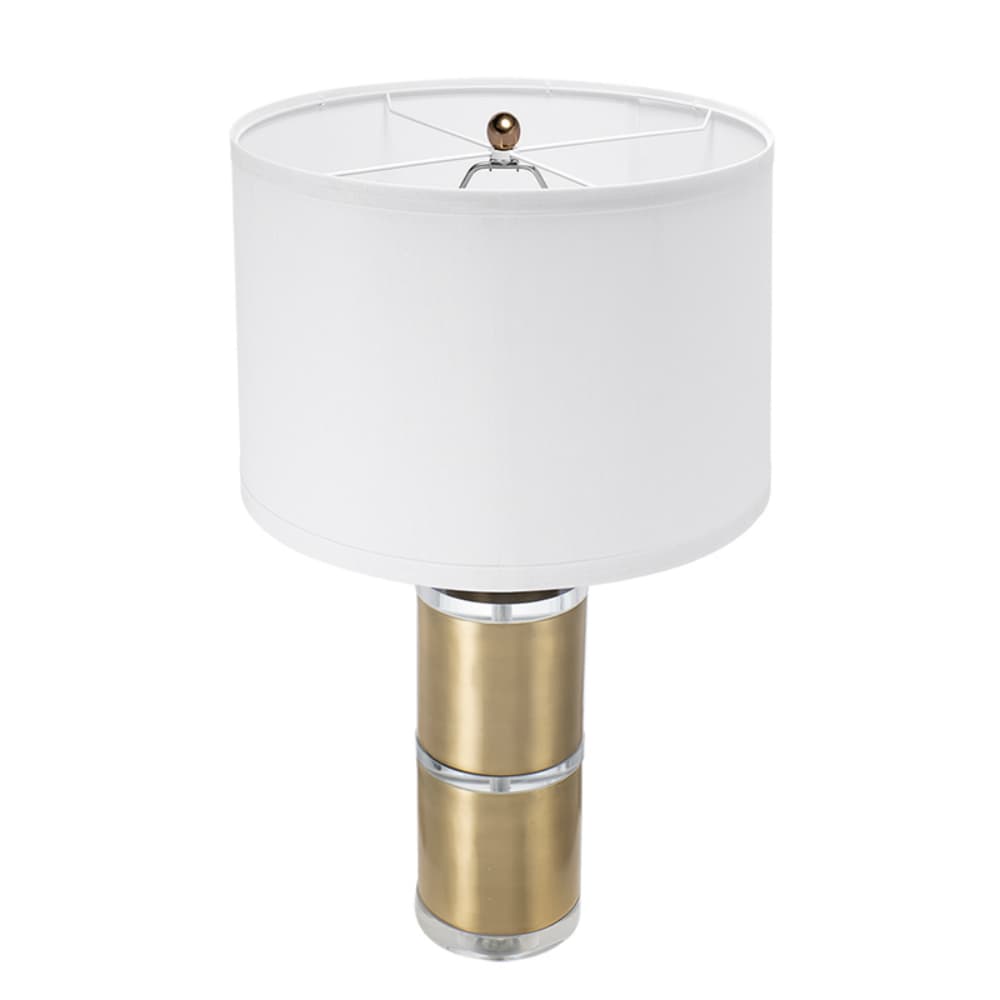 Angle. Luckbyte - 15x25.5 Inch Gold White Cylinder Table Lamp With Drum Shade Assembly Required.