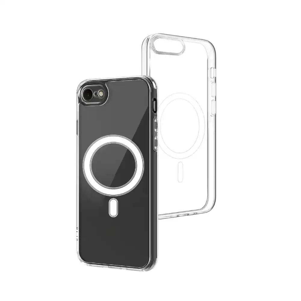 Front. Qixxronics - Magnetic Case for iPhone SE2, SE3, 8, 7 Cellphone Magnetic Cover Shockproof Slim Phone Case - Clear.