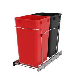 Rev-A-Shelf - Double Pullout Trash Can 27 qt. for Kitchen, RedBlk, RV-15KD-1618C-S - Red/Black