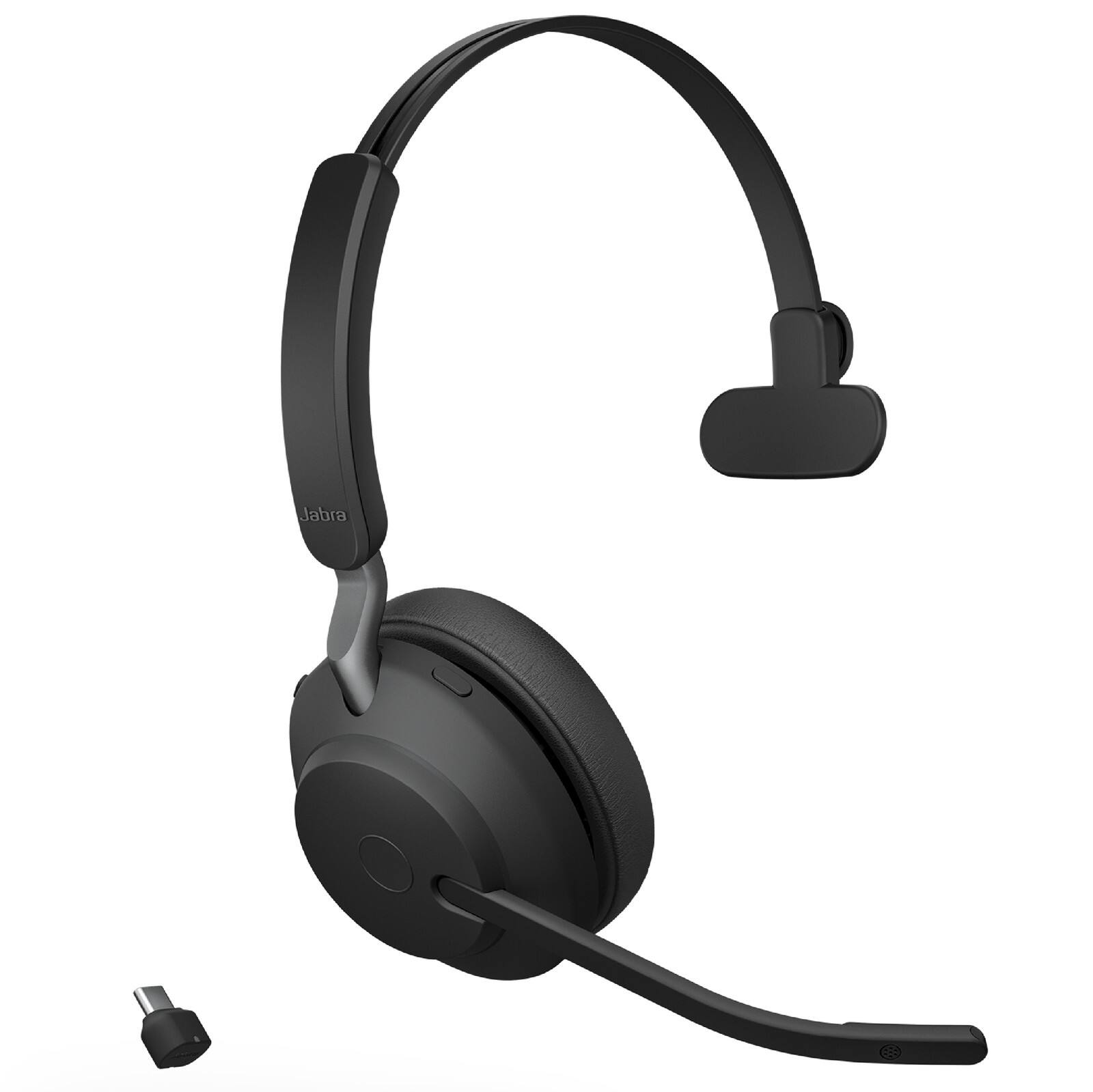Angle. Jabra - Jabra Evolve2 65 Headset - Microsoft Teams Certification - Mono - Wireless - Bluetooth - 98.4 ft - On-ear, Over-the-head - Black.