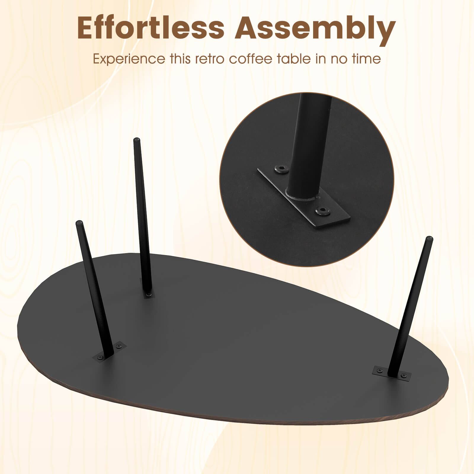 Effortless Assembly  
Experience this retro coffee table in no time