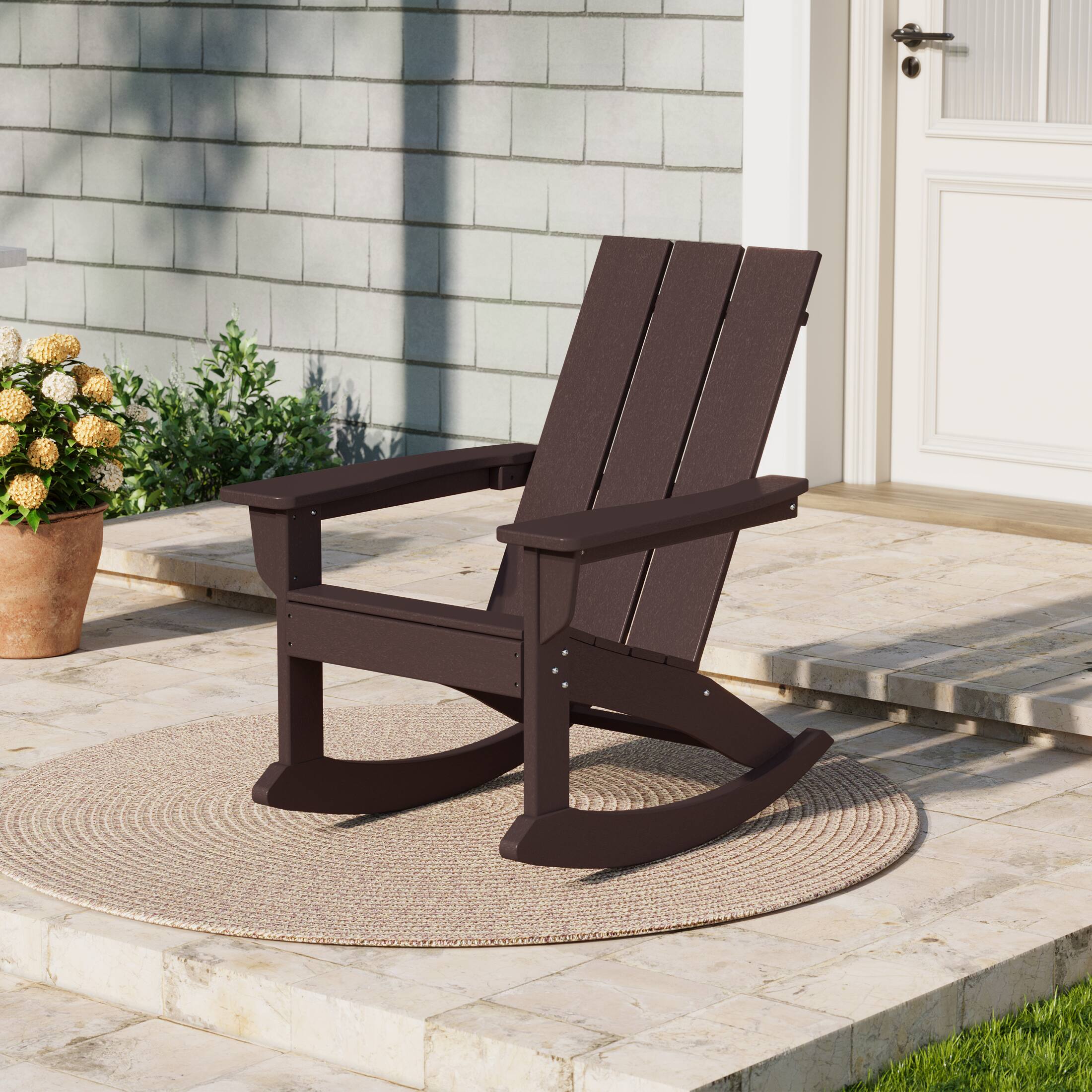 Angle. WestinTrends - WestinTrends Ashore Outdoor Patio Modern Adirondack Rocking Chair - Dark Brown.