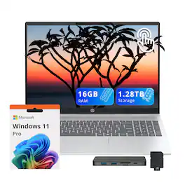 HP - OmniBook 5 16" 2K Touchscreen Laptop,Intel Ultra 7 255U,16GB RAM,1TB SSD+256GB Docking Set,Backlit,Win 11 Pro - Silver