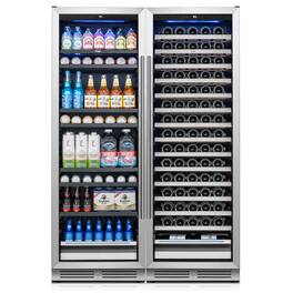 Yeego - 373 Cans +165 Bottle Wine and Beverage Cooler Refrigerator,With Glass Door for Home & Bar - Silver