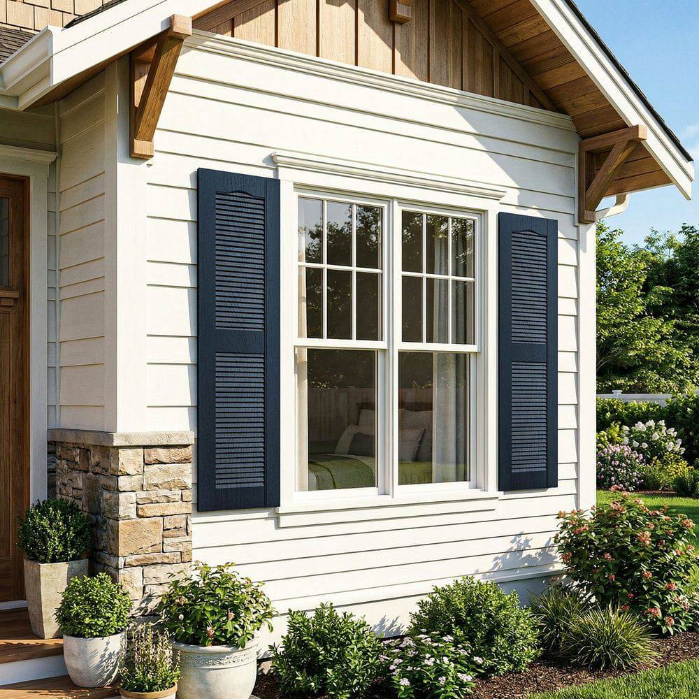 Alt View 6. Kadyn - Decorative Faux Shutters, Sturdy, Hassle-Free Design for Indoor & Outdoor Use, 14"x35", Blue - Blue.