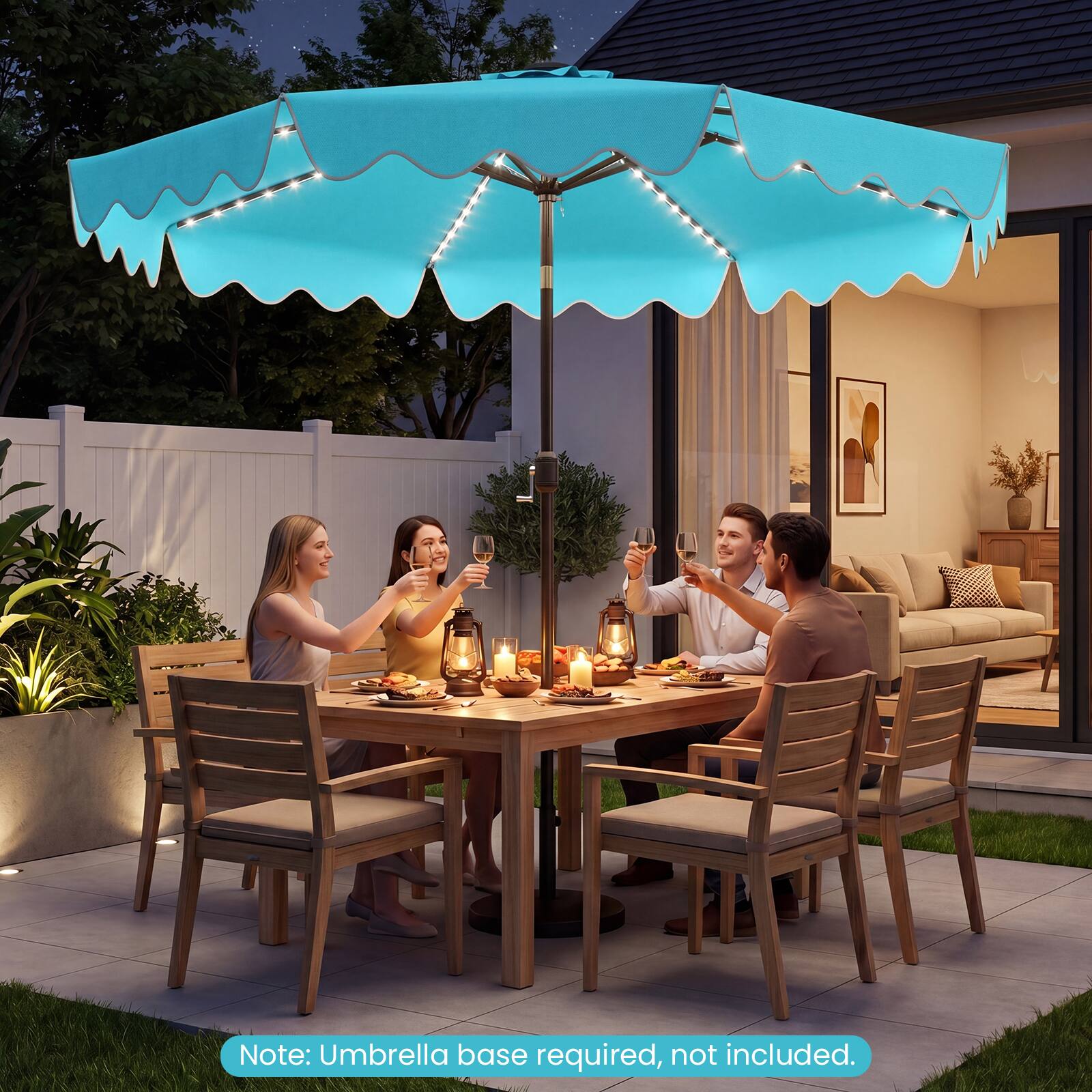 Note: Umbrella base required, not included.
