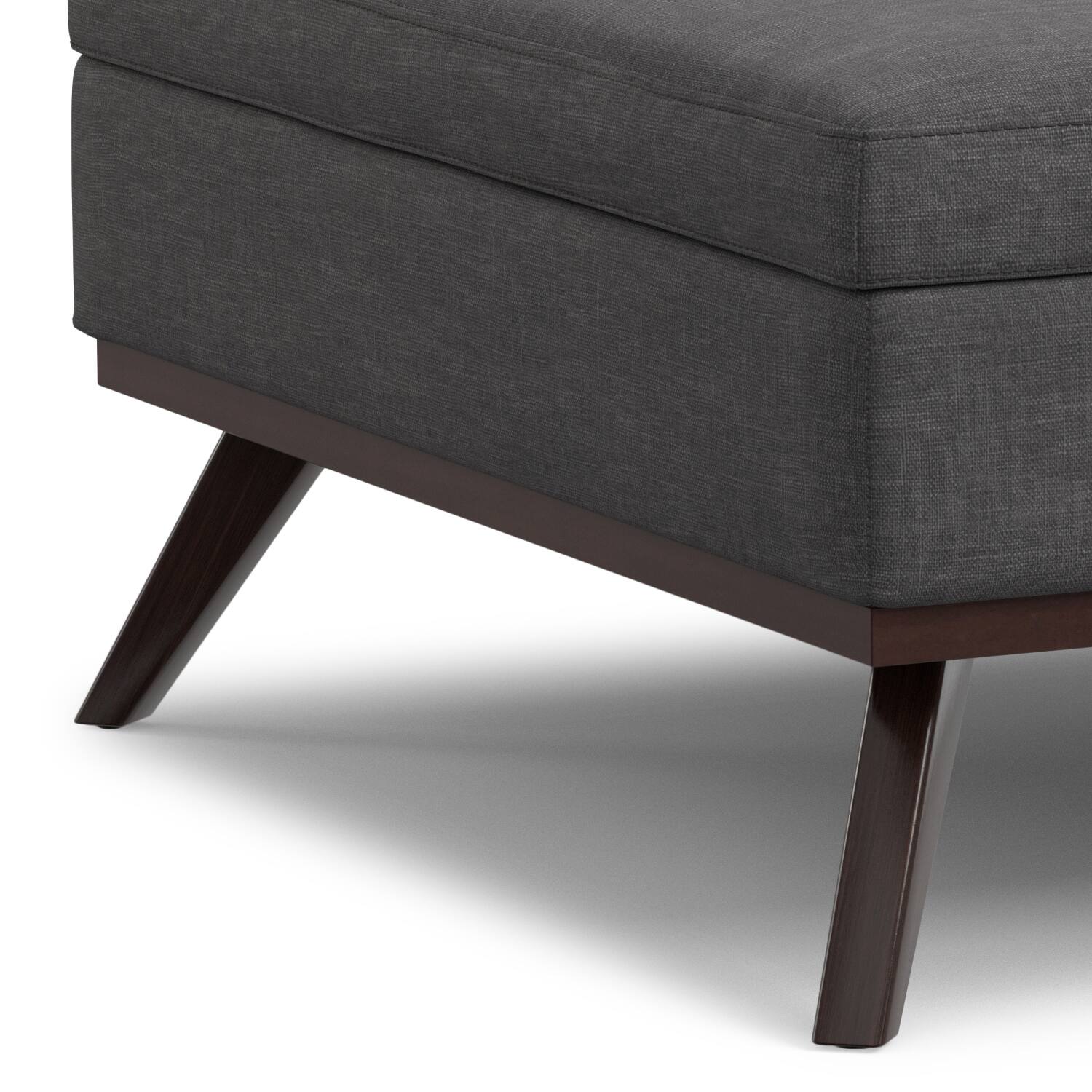 Alt View 5. Simpli Home - Owen 40 inch Wide XL Square Coffee Table Storage Ottoman in Slate Grey Polyester Fabric - Slate Grey.