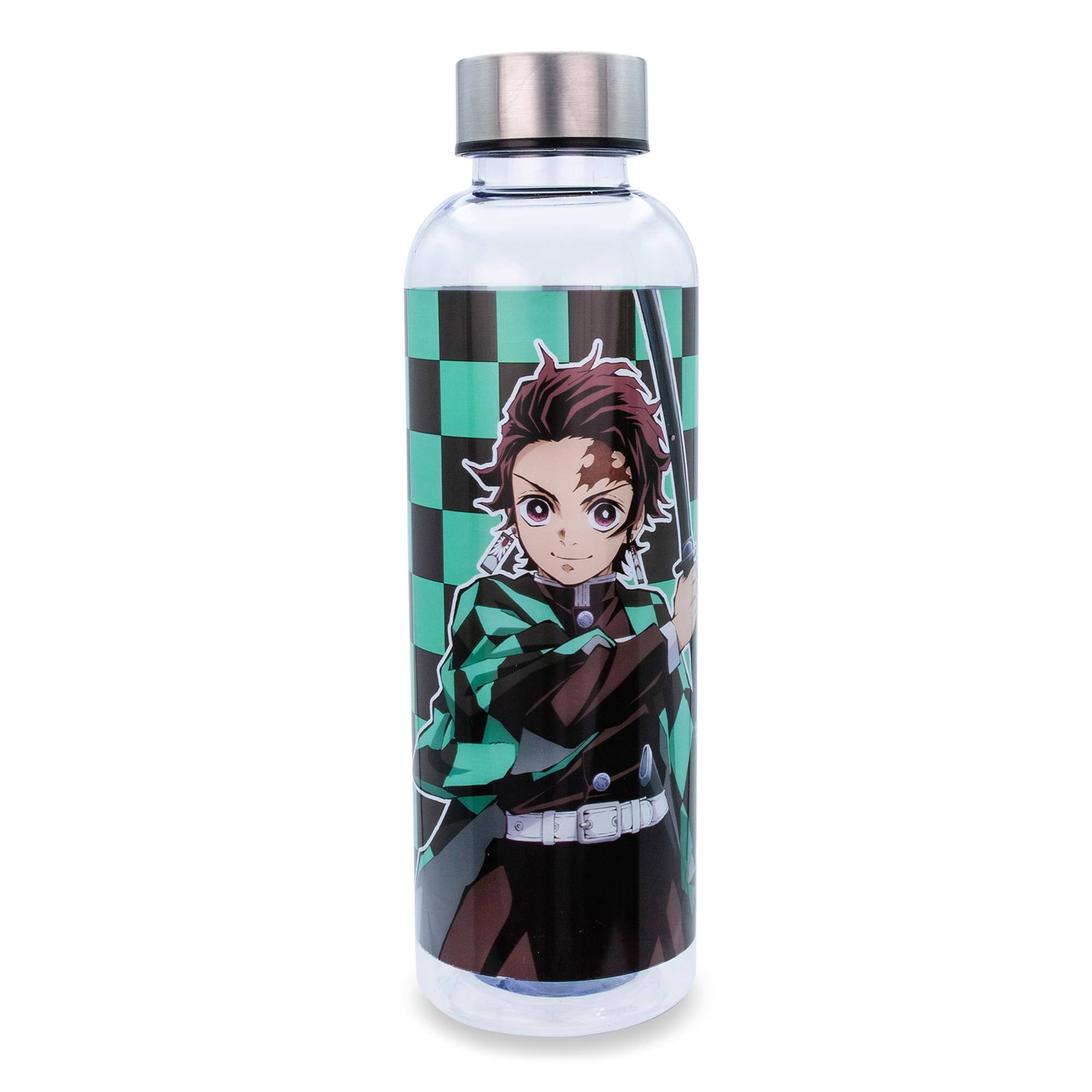 Front. Surreal Entertainment - Demon Slayer Tanjiro Kamado Plastic Water Bottle | Holds 20 Ounces - Green.