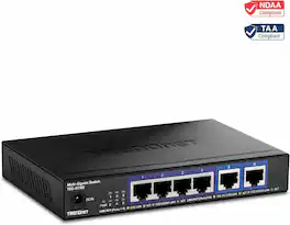 Trendnet - TEG-S762 6-Port Multi-Gig Network Switch with 2.5 G and 10 G for RJ45 Ports - Black