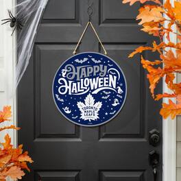 Evergreen Enterprises - Toronto Maple Leafs 18" Happy Halloween Wooden Round Door Sign - Multicolor