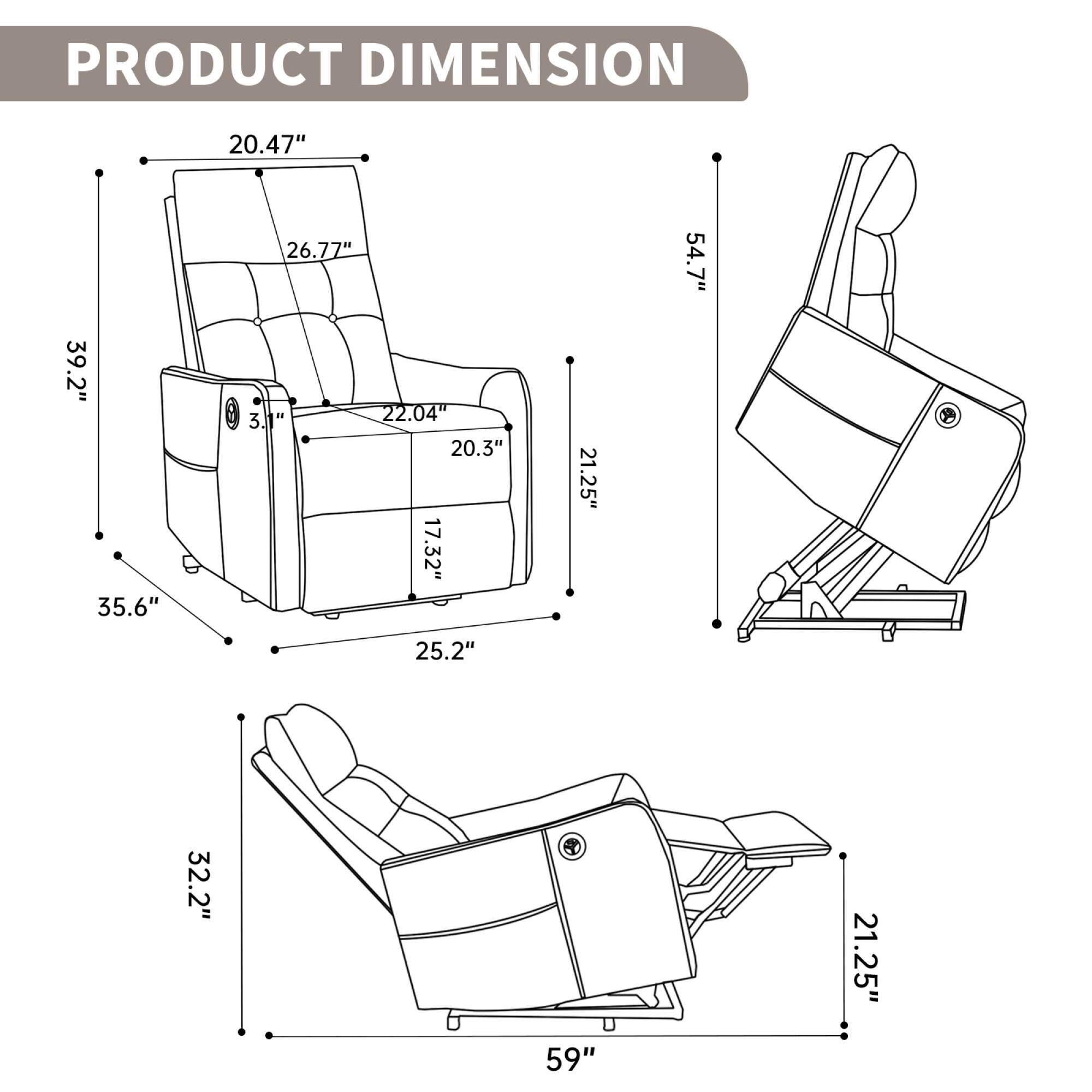 PRODUCT DIMENSION

- 20.47"
- 39.2"
- 35.6"
- 26.77"
- 22.04"
- 20.3"
- 17.32"
- 21.25"
- 54.7"
- 25.2"
- 32.2"
- 59"
- 21.25"
