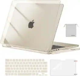 mosiso - Case for 13-inch MacBook Air M5 A3449 M4 A3240 M3 A3113 M2 A2681 with Keyboard Cover Screen Protector and Pouch - Crystal Starlight
