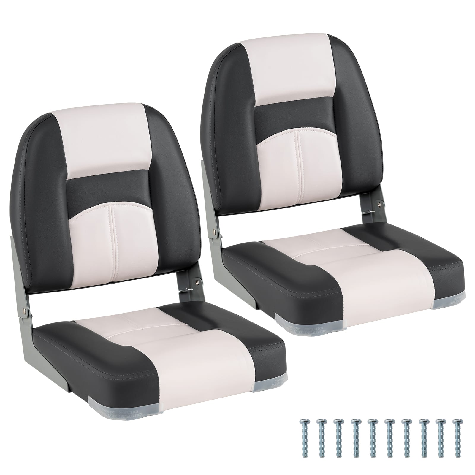 Gymax - 2-Pack Boat Seats Waterproof PVC Leather Cabin Seating w/ Thick Sponge Padding - Gray