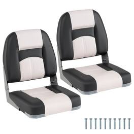 Gymax - 2-Pack Boat Seats Waterproof PVC Leather Cabin Seating w/ Thick Sponge Padding - Gray