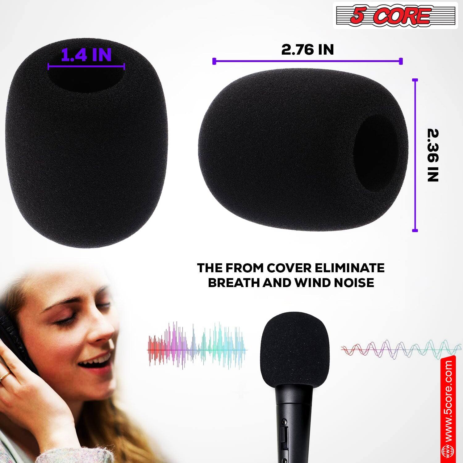 5 CORE

1.4 IN  
2.76 IN  
2.36 IN

THE FROM COVER ELIMINATE BREATH AND WIND NOISE

www.5core.com