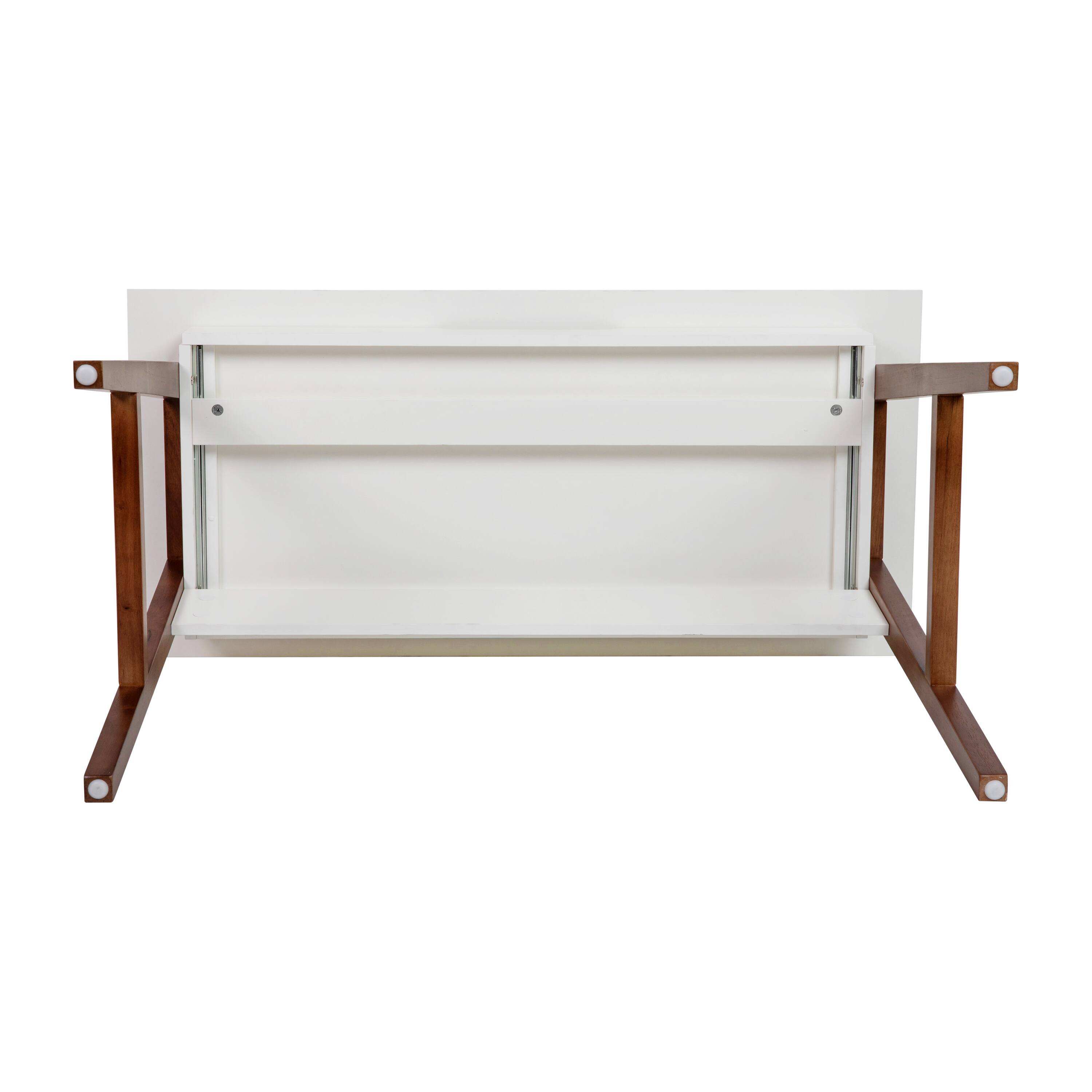 Alt View 9. Emma + Oliver - Home Office Writing Computer Desk with Drawer - Table Desk - White Top/Walnut Frame.