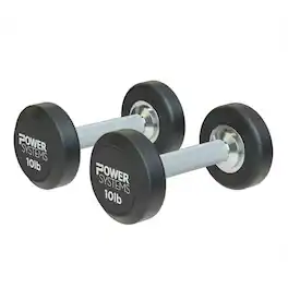 Power Systems - ProStyle Round 10 lbs Rubber Dumbbell Set, Pair of Fitness Dumbbells for Strength Training - Black