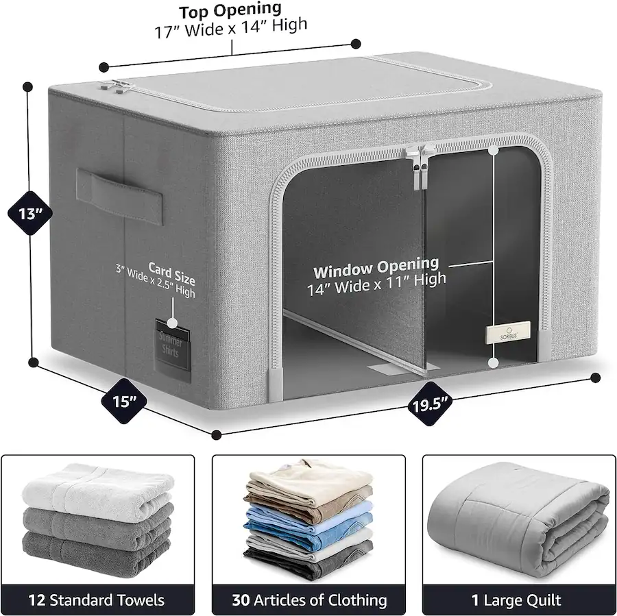Sorbus 1 Pc Storage Bins with Divided Interior, Large Stackable ...