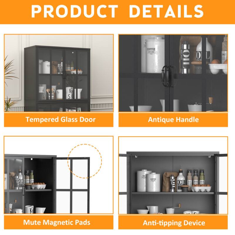 PRODUCT DETAILS

- Tempered Glass Door
- Antique Handle
- Mute Magnetic Pads
- Anti-tipping Device