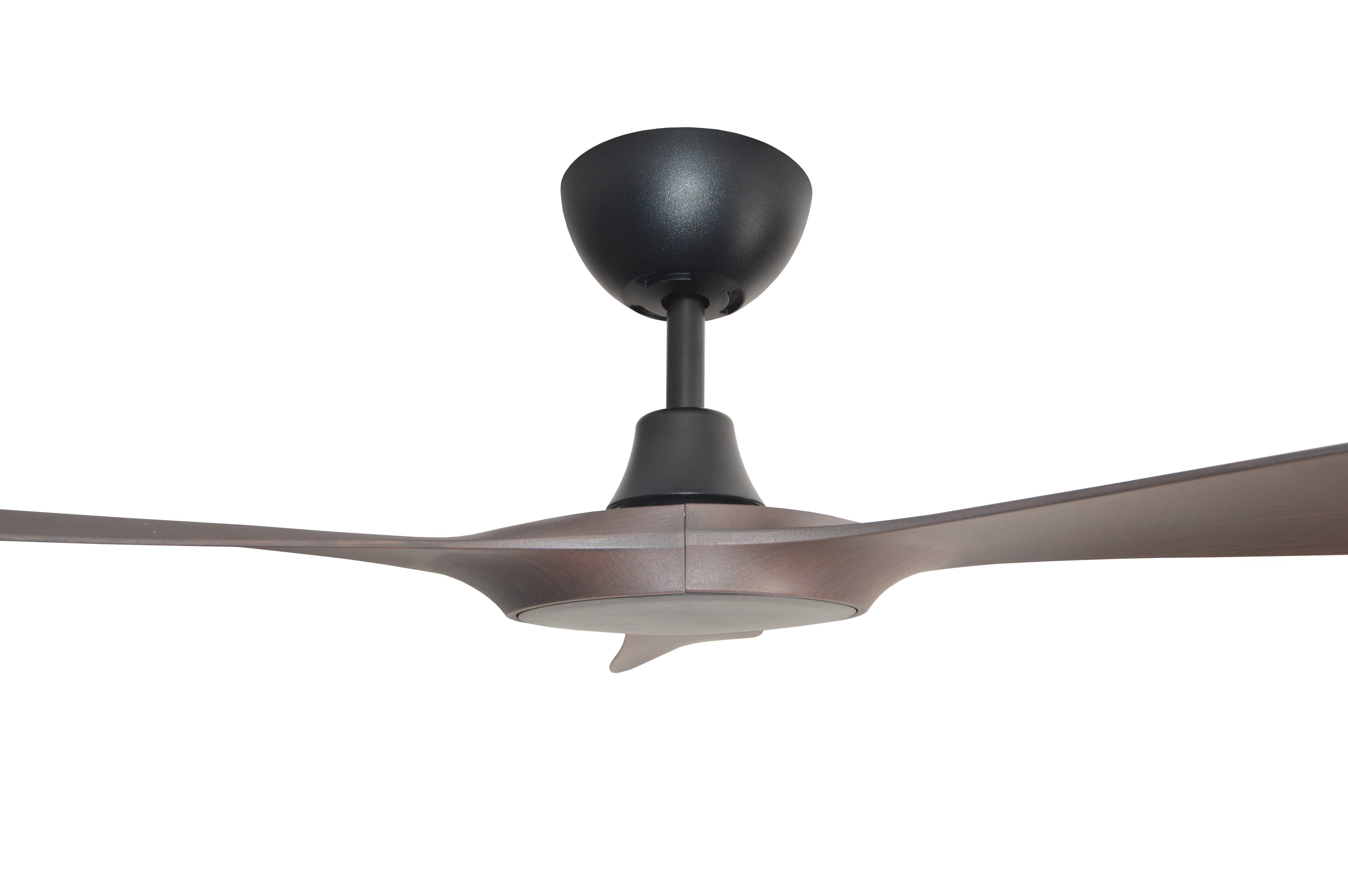 Alt View 2. ENLIGHT - 60" Smart Ceiling Fan, IP66 Outdoor/Coastal, Weather Resist, Efficient + Quiet DC Motor, Reverse Mode, Matter, 3 Blades - Walnut Woodgrain.