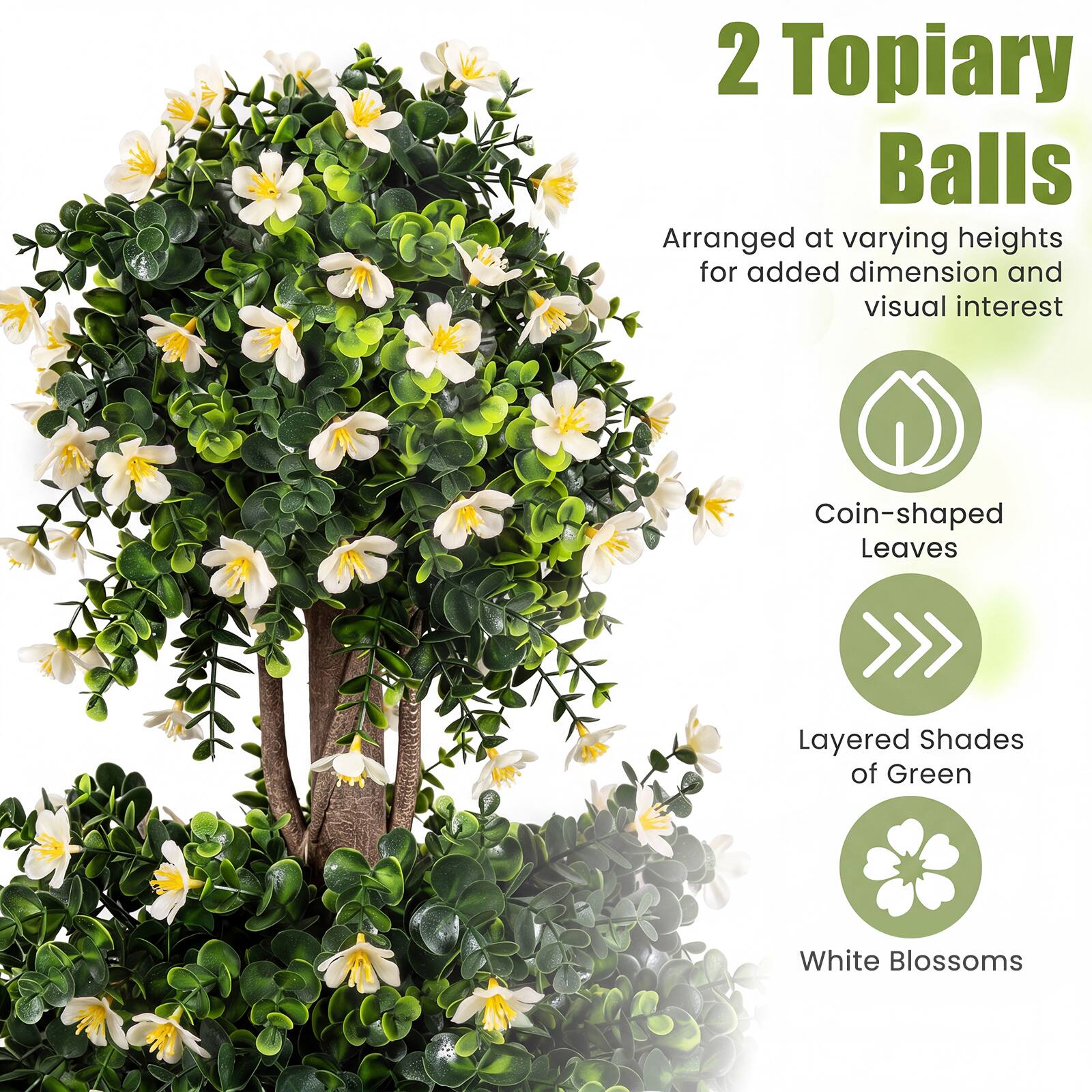 Costway 2 PCS Artificial Topiary Trees, 3 FT Fake Bushes, Sun Resistant ...