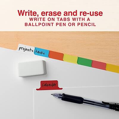 Write, erase and re-use  
WRITE ON TABS WITH A BALLPOINT PEN OR PENCIL  

projects tasks  
Calendar