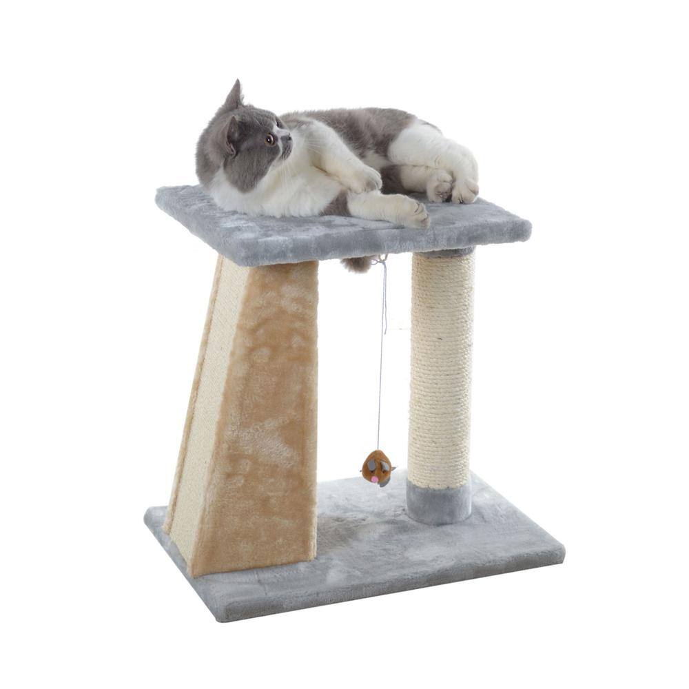 Left. Armarkat - TwoLevel Platform Real Wood Scratcher W Sisal Carpet Board - Gray.