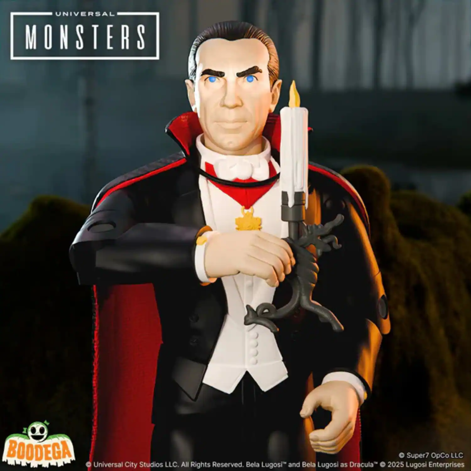 UNIVERSAL MONSTERS

BOODEGA

Super7 OpCo LLC  
Universal City Studios LLC. All Rights Reserved.  
© 2025 Lugosi Enterprises

Bela Lugosi and Bela Lugosi as Dracula