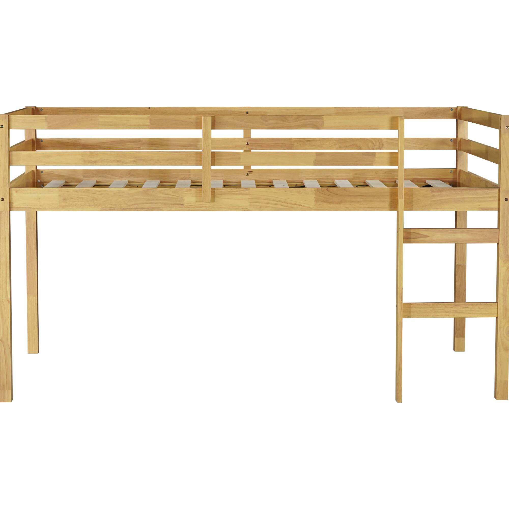 Left. GOODSILO - Solid Wood Twin Loft Bed with Ladder and Strengthened Slats for Enhanced Stability and Space Optimization - Natural.