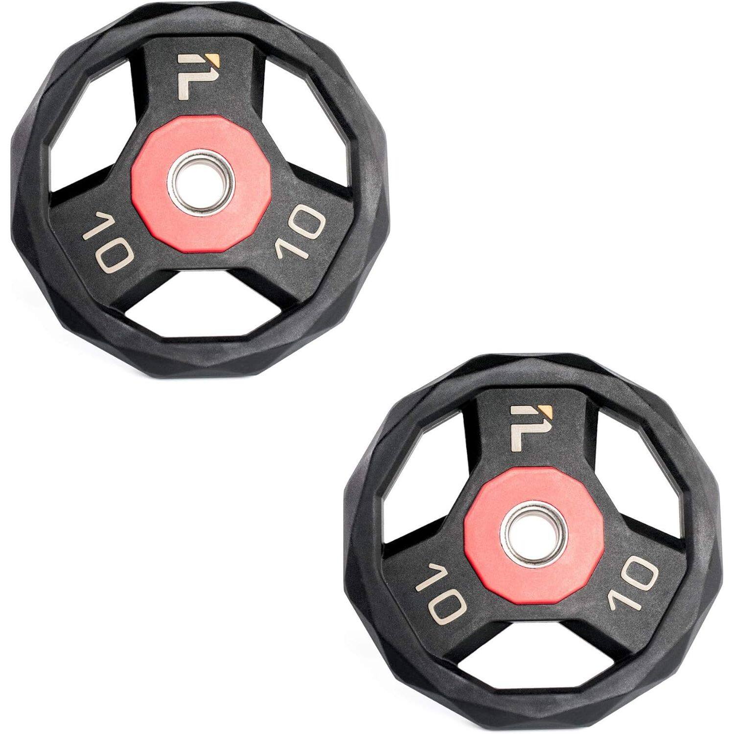 Front. Power Systems - ProElite Cardio Barbell - Pair of 10lb Barbell Plates for Home Gym Training - Black.