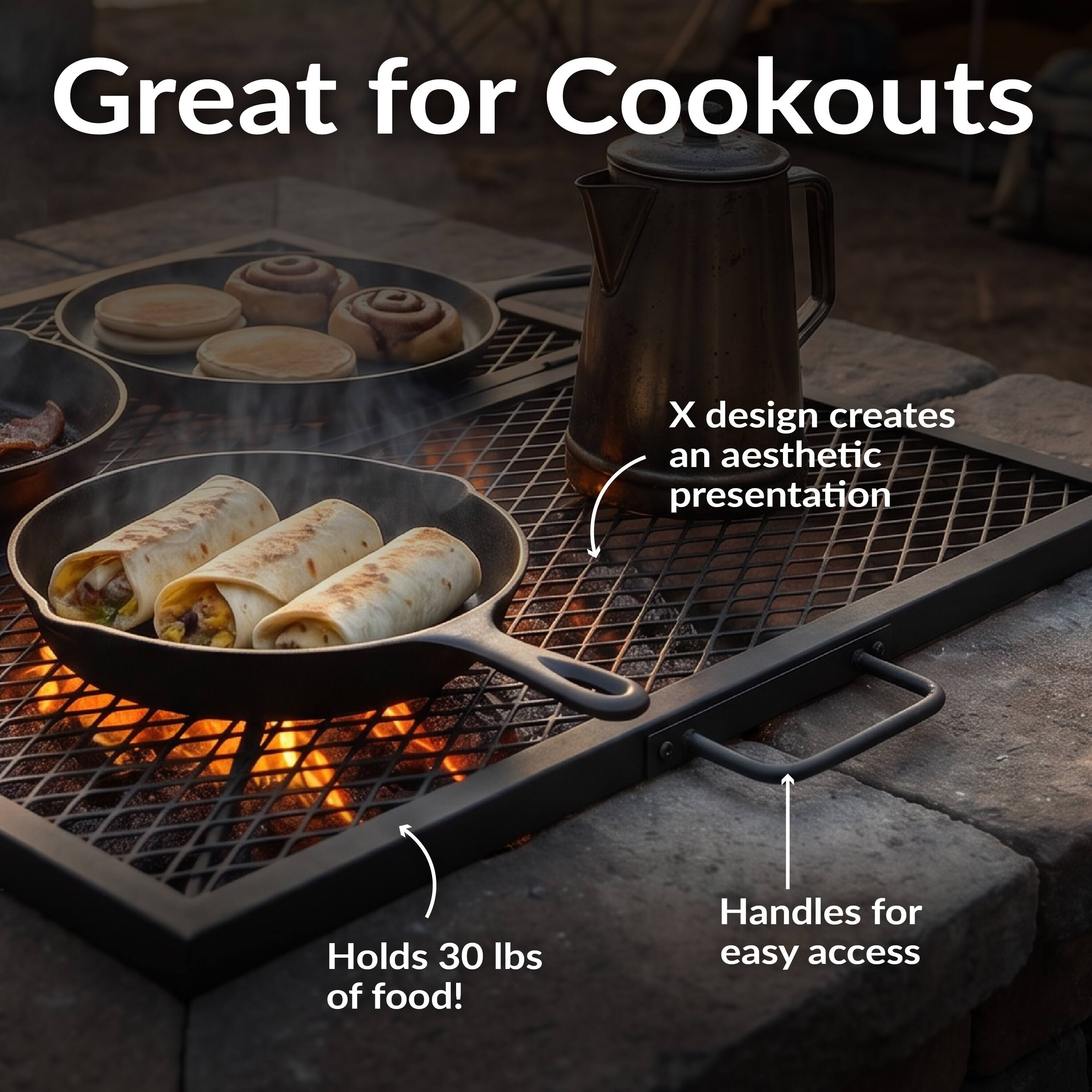 Great for Cookouts  
X design creates an aesthetic presentation  
Holds 30 lbs of food!  
Handles for easy access