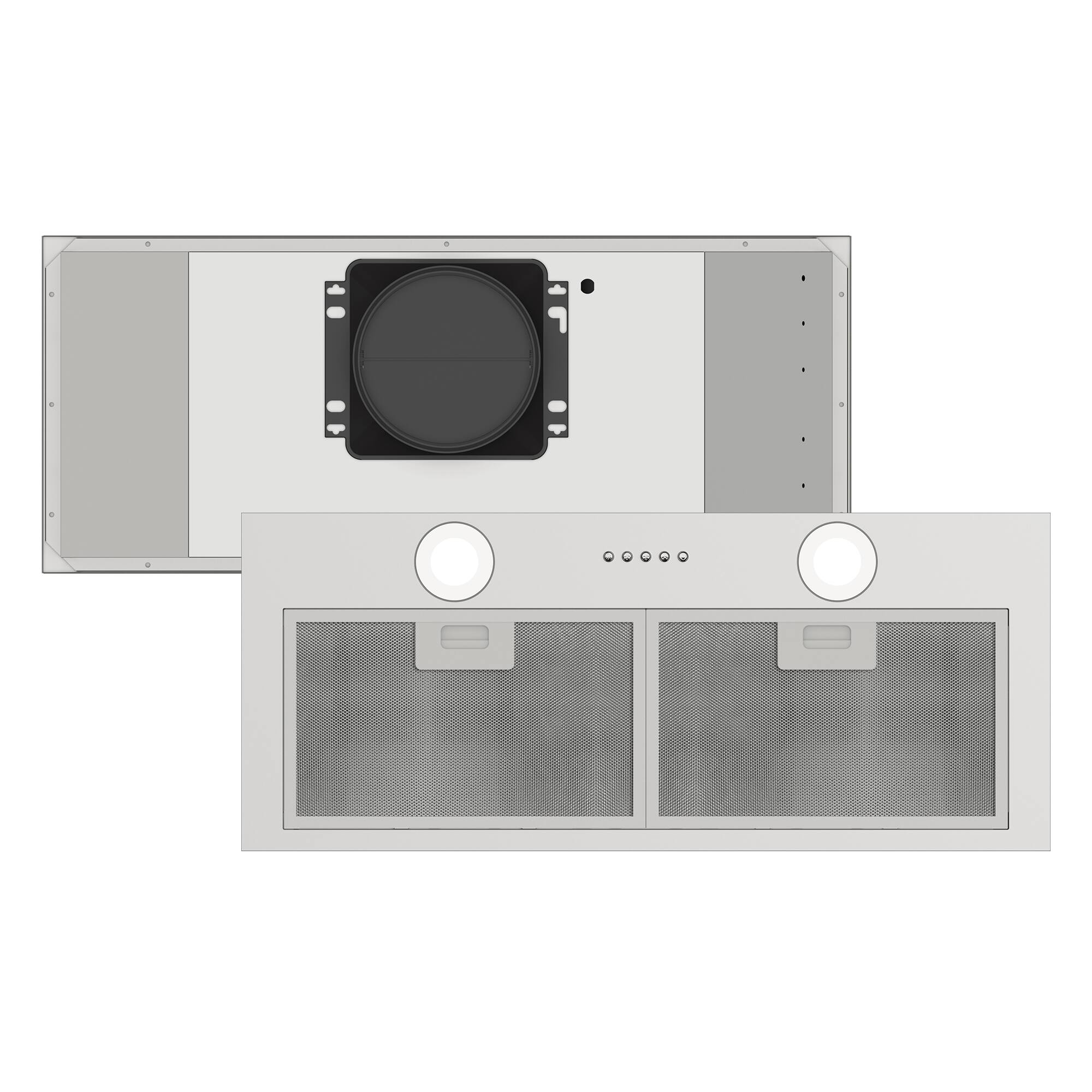 Left. Breezary - 27.5 inches - Externally Vented - Under cabinet Range Hood with 3-Speed Fan - Silver.