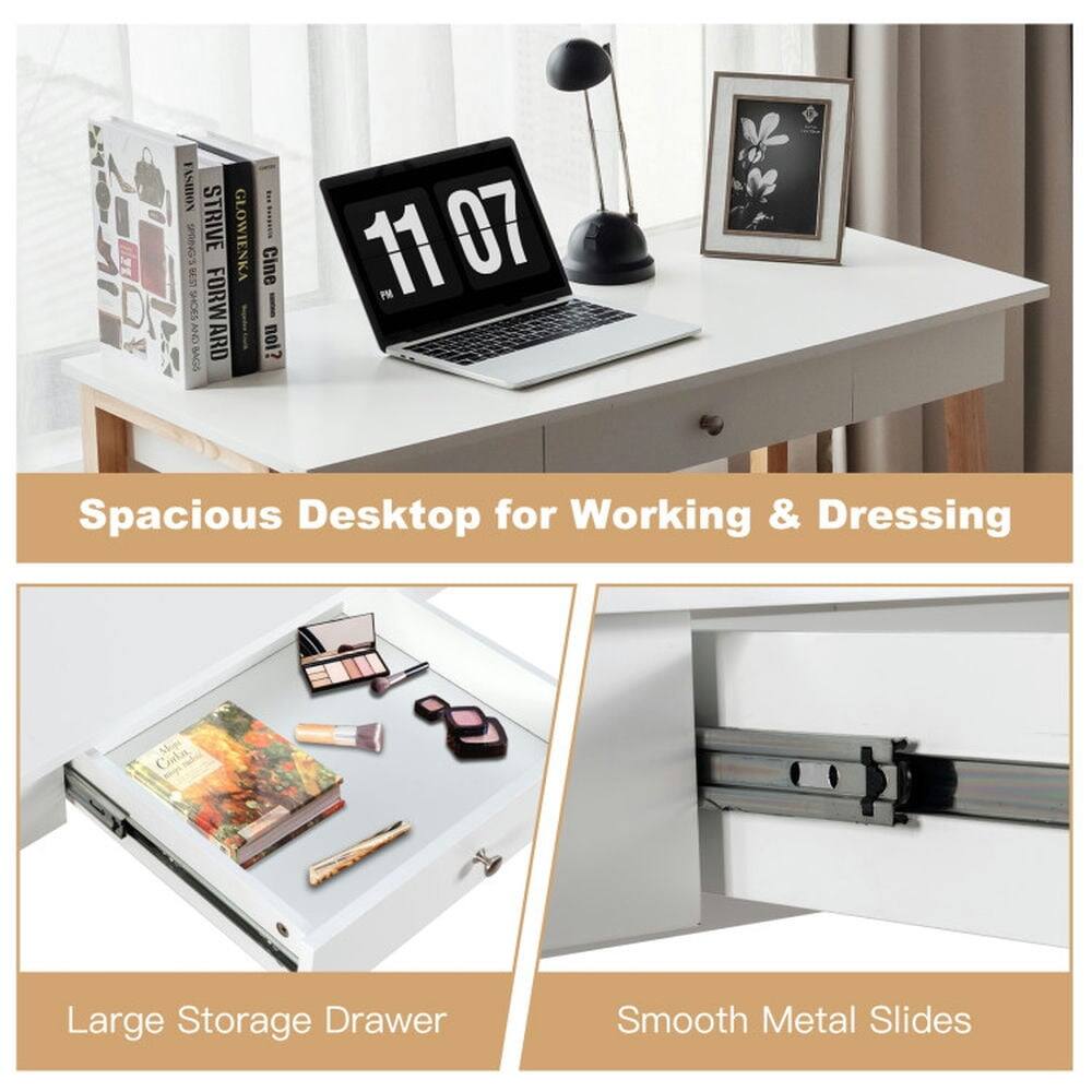 I Strive Forward  
Glowienka  
Shoes for Women  
Cine I noi?  

11 07  

Spacious Desktop for Working & Dressing  
Large Storage Drawer  
Smooth Metal Slides