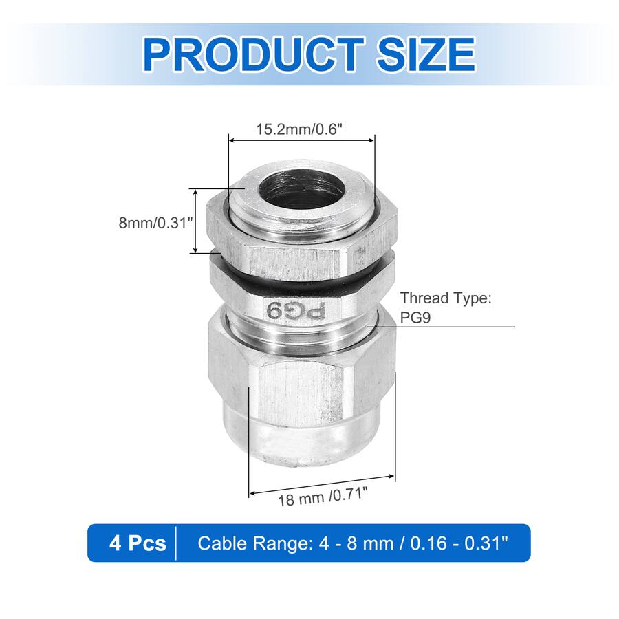 Back Strained Computer Unique Bargains PG9 Cable Gland, IP68 Waterproof Strain Relief, 304 ...