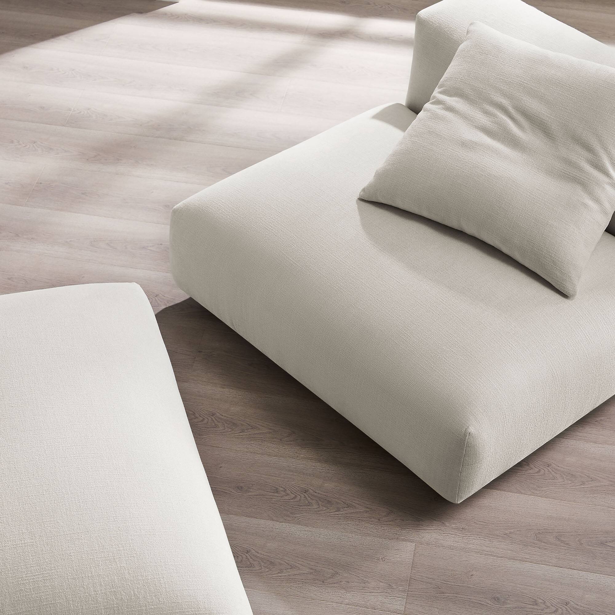 Alt View 9. Modway - Solace Modular Upholstered Fabric Armless Chair and Ottoman Set by Modway - Salt.
