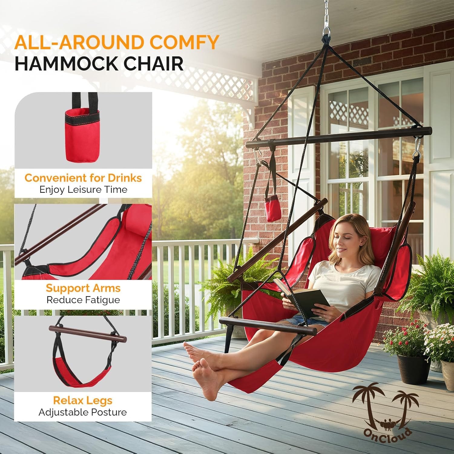 Winado 1PC Hammock Hanging Sky Chair, Air Deluxe Swing Seat with
