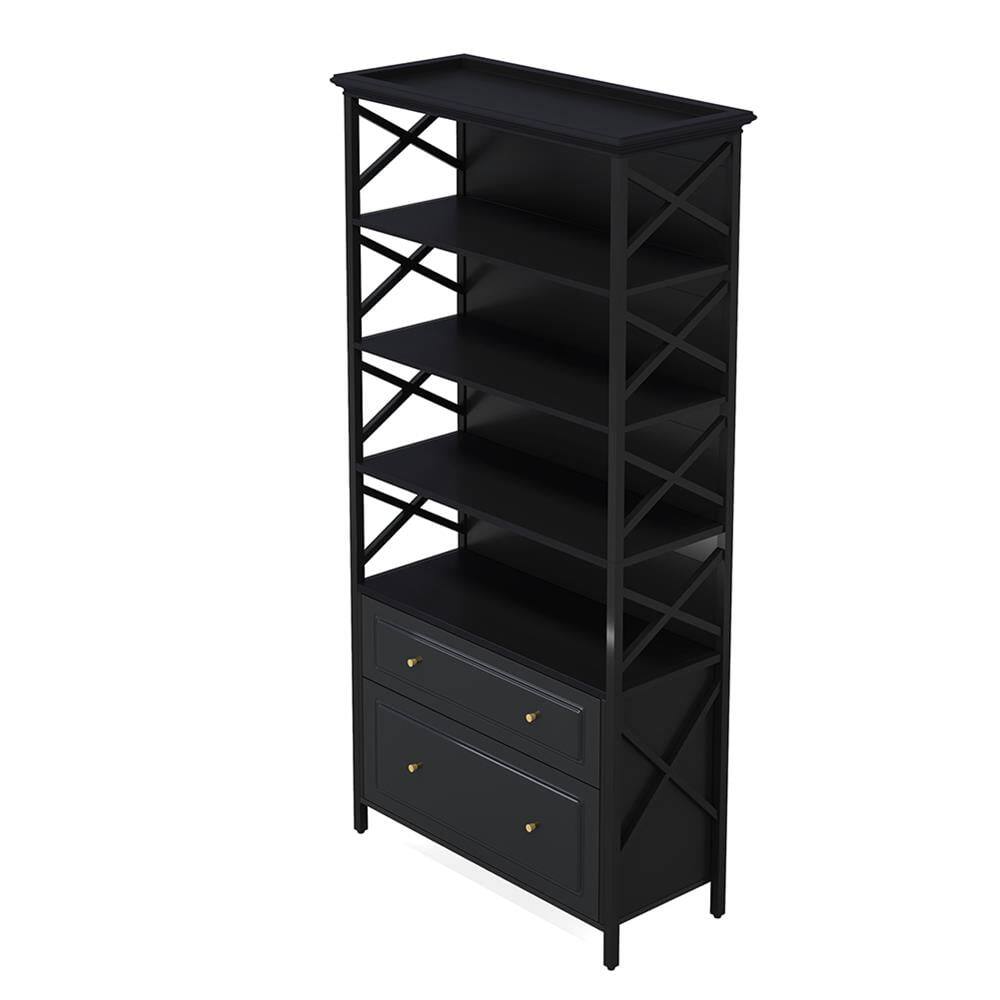 Back. Kadyn - Kadyn Filing Stroage Cabinets, 2-Drawer File Cabinet, Vertical Filling Cabinet with Storage Shelves,Black - Black.