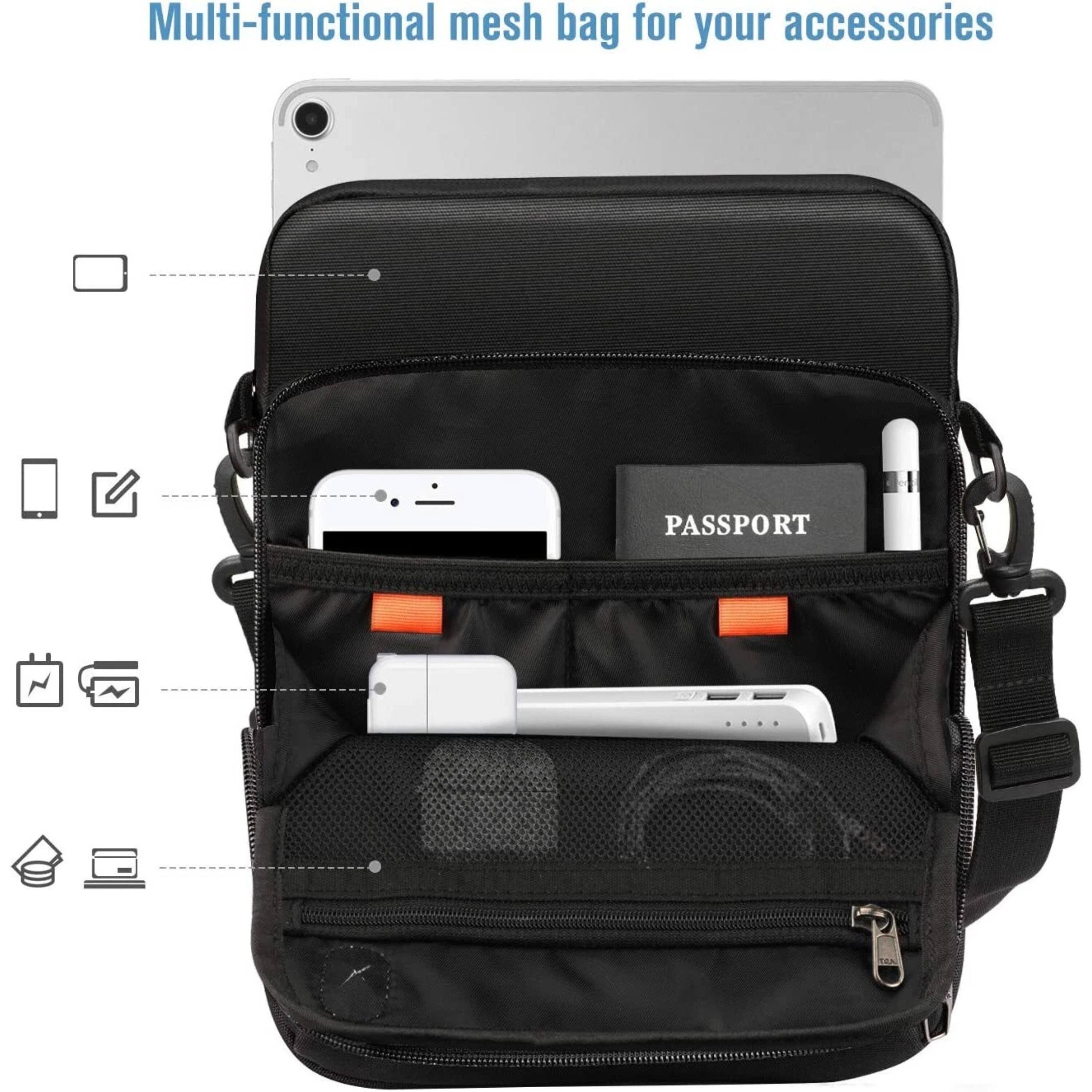 Multi-functional mesh bag for your accessories

- Tablet
- Phone
- Passport
- Charger
- Wallet
- Coins