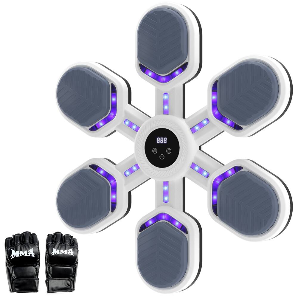 Topteng - Smart Music Boxing Machine with Gloves - 9 Modes & Speeds, Bluetooth, Wall-Mounted for Home/Gym/Office - White
