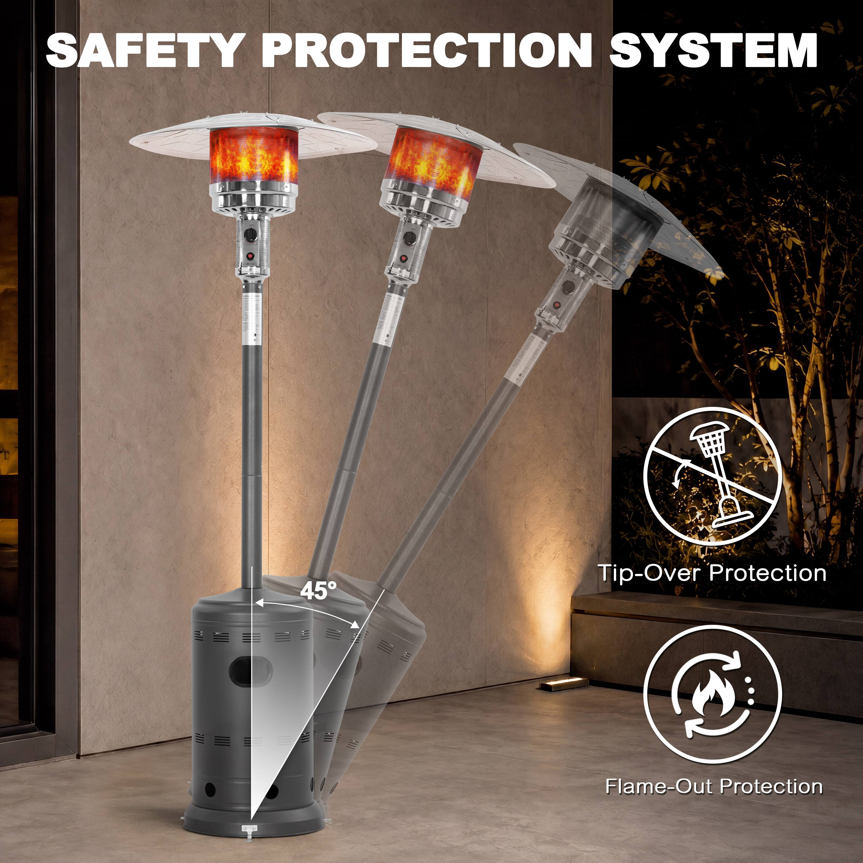 SAFETY PROTECTION SYSTEM

45°

Tip-Over Protection

Flame-Out Protection