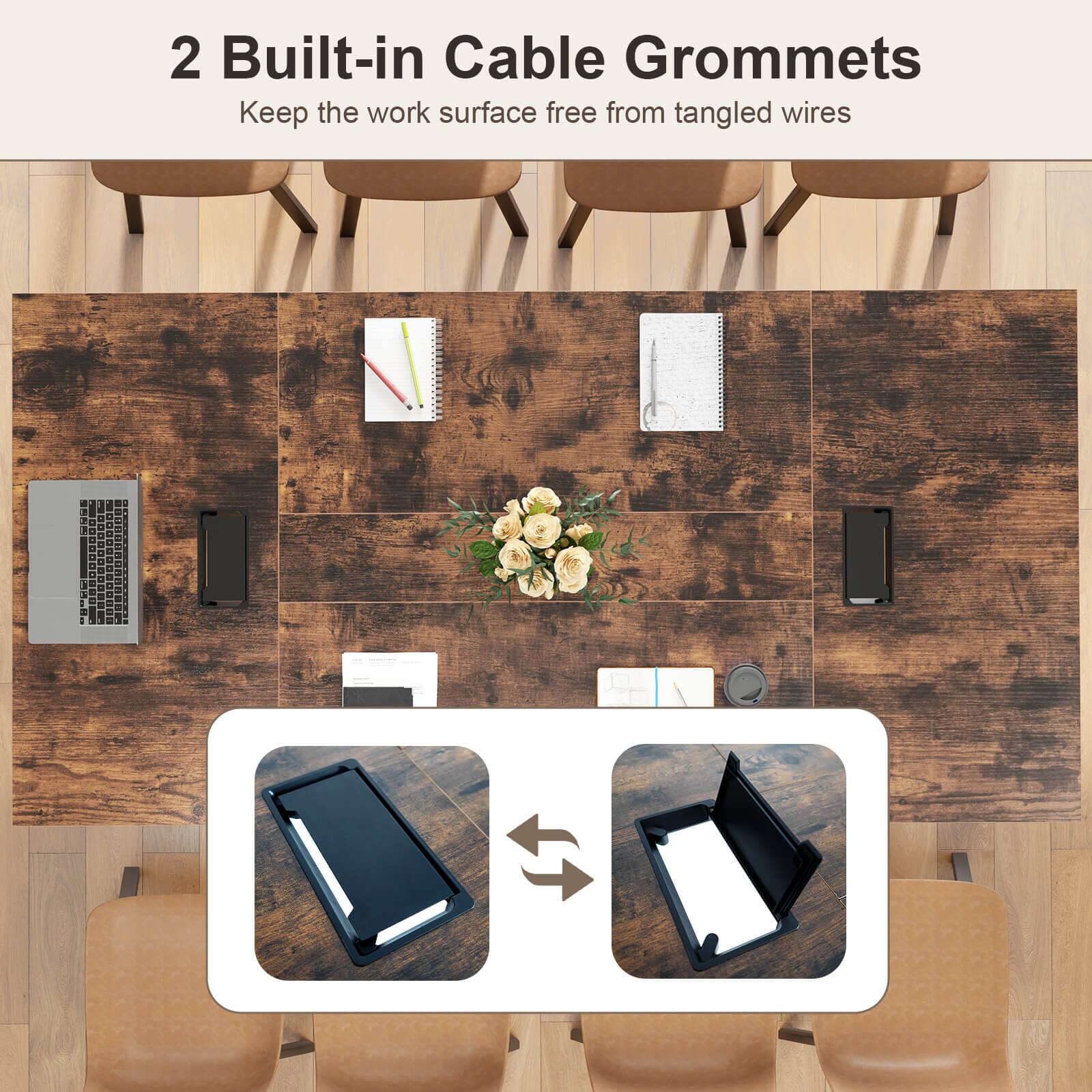 2 Built-in Cable Grommets  
Keep the work surface free from tangled wires